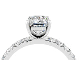 White gold Emerald Cut Cut Diamond Pavé Band with Four-Prong Setting_4