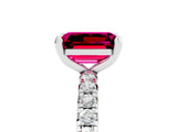 White gold Emerald Cut Cut Diamond Pavé Band with Four-Prong Setting_5