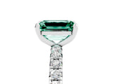 White gold Emerald Cut Cut Diamond Pavé Band with Four-Prong Setting_5
