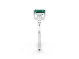 White gold Emerald Cut Cut Diamond Ring with Tapered Baguette Side Stones in Four-Prong Setting_2