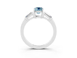 White gold Emerald Cut Cut Diamond Ring with Tapered Baguette Side Stones in Four-Prong Setting_3