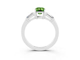 White gold Emerald Cut Cut Diamond Ring with Tapered Baguette Side Stones in Four-Prong Setting_3