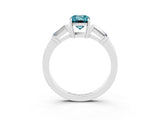 White gold Emerald Cut Cut Diamond Ring with Tapered Baguette Side Stones in Four-Prong Setting_3