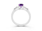 White gold Emerald Cut Cut Diamond Ring with Tapered Baguette Side Stones in Four-Prong Setting_3