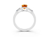 White gold Emerald Cut Cut Diamond Ring with Tapered Baguette Side Stones in Four-Prong Setting_3