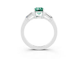White gold Emerald Cut Cut Diamond Ring with Tapered Baguette Side Stones in Four-Prong Setting_3