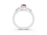 White gold Emerald Cut Cut Diamond Ring with Tapered Baguette Side Stones in Four-Prong Setting_3
