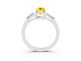 White gold Emerald Cut Cut Diamond Ring with Tapered Baguette Side Stones in Four-Prong Setting_3