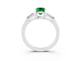 White gold Emerald Cut Cut Diamond Ring with Tapered Baguette Side Stones in Four-Prong Setting_3
