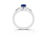 White gold Emerald Cut Cut Diamond Ring with Tapered Baguette Side Stones in Four-Prong Setting_3