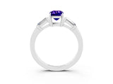 White gold Emerald Cut Cut Diamond Ring with Tapered Baguette Side Stones in Four-Prong Setting_3