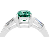 White gold Emerald Cut Cut Diamond Ring with Tapered Baguette Side Stones in Four-Prong Setting_4