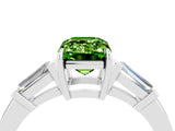 White gold Emerald Cut Cut Diamond Ring with Tapered Baguette Side Stones in Four-Prong Setting_4