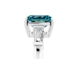 White gold Emerald Cut Cut Diamond Ring with Tapered Baguette Side Stones in Four-Prong Setting_5
