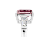 White gold Emerald Cut Cut Diamond Ring with Tapered Baguette Side Stones in Four-Prong Setting_5