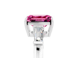White gold Emerald Cut Cut Diamond Ring with Tapered Baguette Side Stones in Four-Prong Setting_5