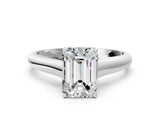 White gold Emerald Cut Cut Diamond Solitaire Engagement Ring with Tapered Plain Band and Four-Prong Setting_275