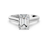 White gold Emerald Cut Cut Diamond Solitaire Engagement Ring with Tapered Plain Band and Four-Prong Setting_327