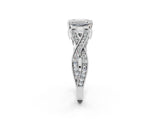 White gold Emerald Cut Cut Diamond Twisted Band with Milgrain Pave Setting and Four-Prong Setting_20