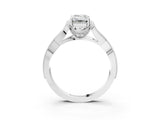 White gold Emerald Cut Cut Diamond Twisted Band with Milgrain Pave Setting and Four-Prong Setting_21