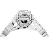 White gold Emerald Cut Cut Diamond Twisted Band with Milgrain Pave Setting and Four-Prong Setting_22