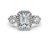 White gold Emerald Cut Cut Halo Diamond Infinity Band with Four-Prong Setting_122