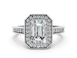 White gold Emerald Cut Cut Halo Pavé Diamond Ring_13