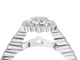 White gold Emerald Cut Cut Halo Pavé Solitaire Ring with Milgrain Band_11