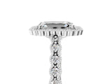 White gold Emerald Cut Cut Halo Pavé Solitaire Ring with Milgrain Band_12