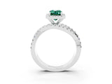 White gold Emerald Cut Cut Halo Split Shank Prong Setting Ring_15