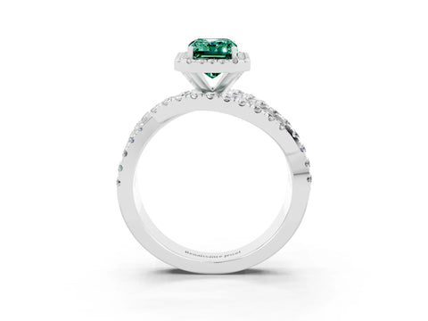 White gold Emerald Cut Cut Halo Split Shank Prong Setting Ring_15