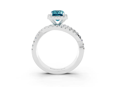 White gold Emerald Cut Cut Halo Split Shank Prong Setting Ring_15