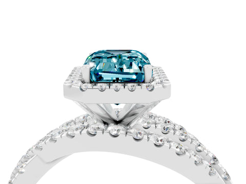 White gold Emerald Cut Cut Halo Split Shank Prong Setting Ring_16