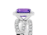 White gold Emerald Cut Cut Halo Split Shank Prong Setting Ring_17