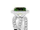 White gold Emerald Cut Cut Halo Split Shank Prong Setting Ring_17