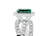 White gold Emerald Cut Cut Halo Split Shank Prong Setting Ring_17