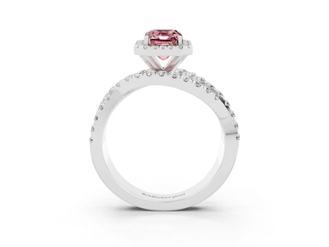 White gold Emerald Cut Cut Halo Split Shank Prong Setting Ring_21