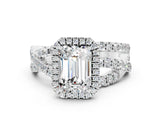 White gold Emerald Cut Cut Halo Split Shank Prong Setting Ring_24