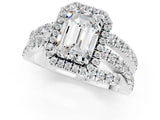 White gold Emerald Cut Cut Halo Split Shank Prong Setting Ring_25