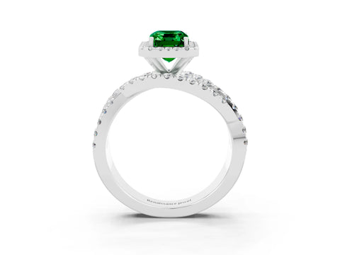 White gold Emerald Cut Cut Halo Split Shank Prong Setting Ring_27