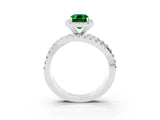White gold Emerald Cut Cut Halo Split Shank Prong Setting Ring_27
