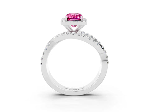 White gold Emerald Cut Cut Halo Split Shank Prong Setting Ring_27