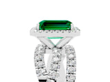 White gold Emerald Cut Cut Halo Split Shank Prong Setting Ring_29