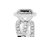 White gold Emerald Cut Cut Halo Split Shank Prong Setting Ring_29