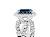 White gold Emerald Cut Cut Halo Split Shank Prong Setting Ring_29