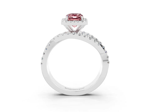 White gold Emerald Cut Cut Halo Split Shank Prong Setting Ring_33