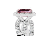White gold Emerald Cut Cut Halo Split Shank Prong Setting Ring_35