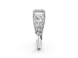 White gold Emerald Cut Cut Milgrain Pave Diamond Engagement Ring with Four-Prong Setting_17