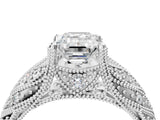 White gold Emerald Cut Cut Milgrain Pave Diamond Engagement Ring with Four-Prong Setting_19