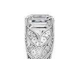 White gold Emerald Cut Cut Milgrain Pave Diamond Engagement Ring with Four-Prong Setting_20
